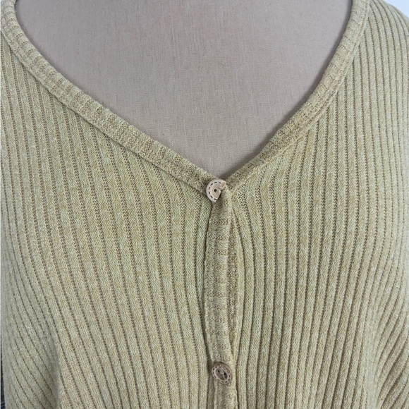 Peach Cove Button Up Sweater Yellow Plaid Front Tie Small - Picture 3 of 7